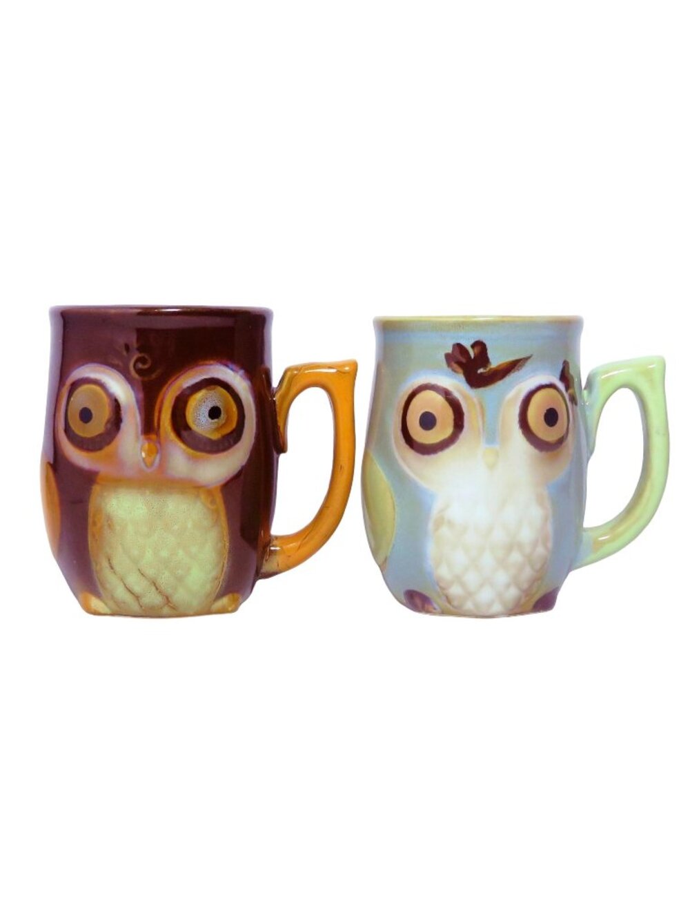 Vintage Pair Of Gibson Home Ceramic Whimsical Owl 12 oz. Coffee Cup Mugs